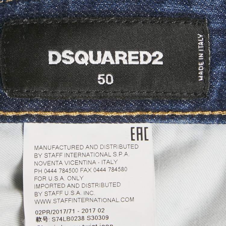 Pre Owned Dsquared2 Blue Distressed Denim Classic Kenny Twist Jeans L Waist 36"