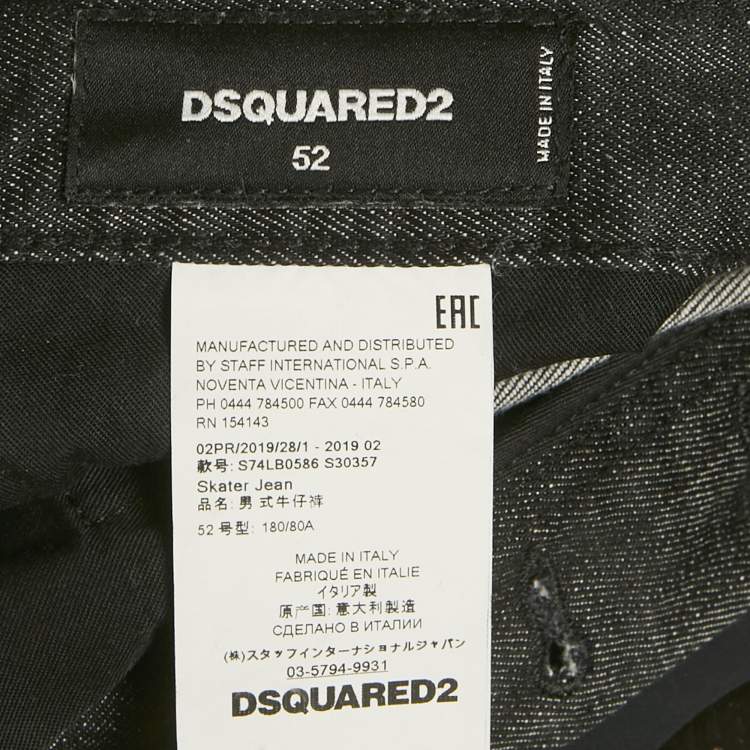 Pre Owned Dsquared2 Black Distressed Denim Skater Jeans XL Waist 36"