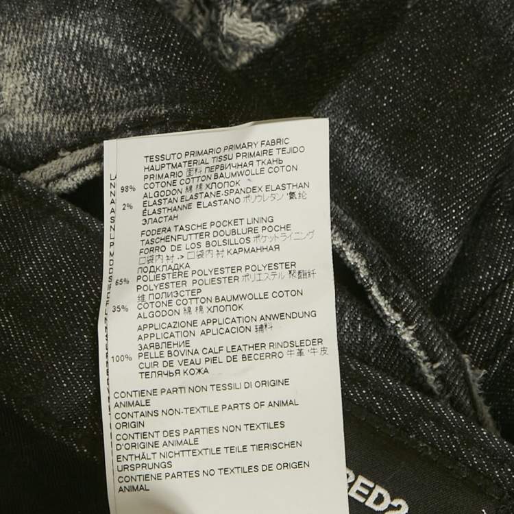 Pre Owned Dsquared2 Black Distressed Denim Skater Jeans XL Waist 36"