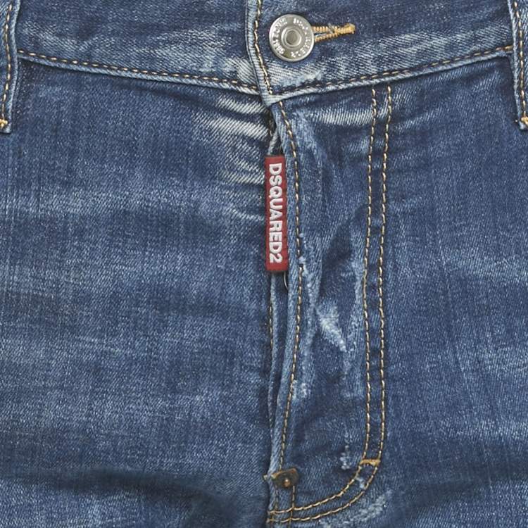 Pre Owned Dsquared2 Blue Distressed Denim Cool Guy Jeans L Waist 35"