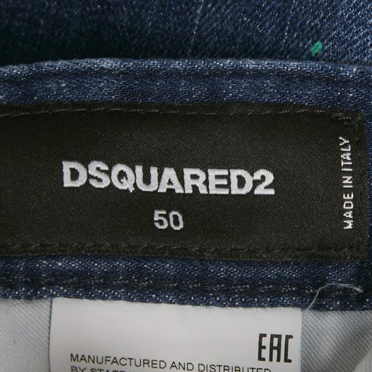 Pre Owned Dsquared2 Blue Distressed Denim Tidy Biker Jeans L Waist 34.5 "