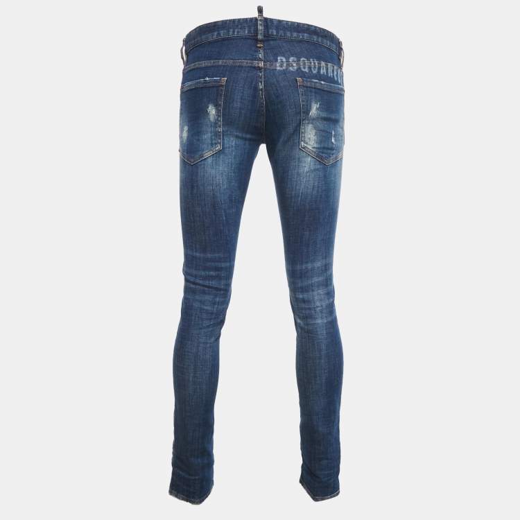 Pre Owned Dsquared2 Blue Distressed Denim Slim Jeans L Waist 33"