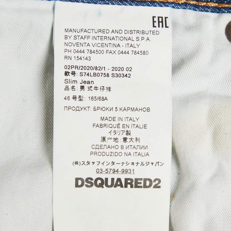 Pre Owned Dsquared2 Blue Distressed Denim Slim Jeans L Waist 33"