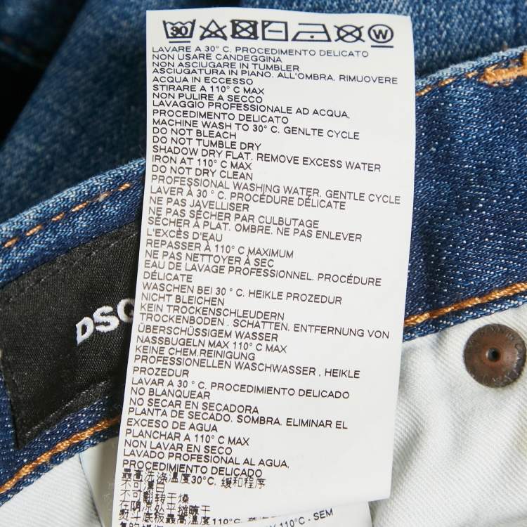 Pre Owned Dsquared2 Blue Distressed Denim Slim Jeans L Waist 33"
