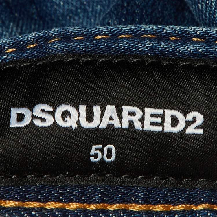 Pre Owned Dsquared2 Blue Washed Distressed Denim Classic Kenny Jeans L Waist 36"