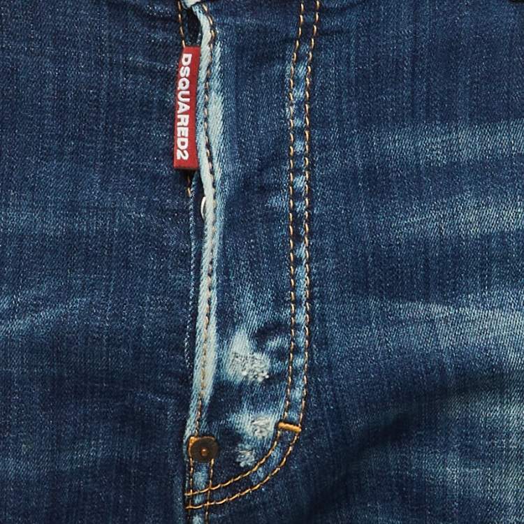 Pre Owned Dsquared2 Blue Washed Distressed Denim Classic Kenny Jeans L Waist 36"