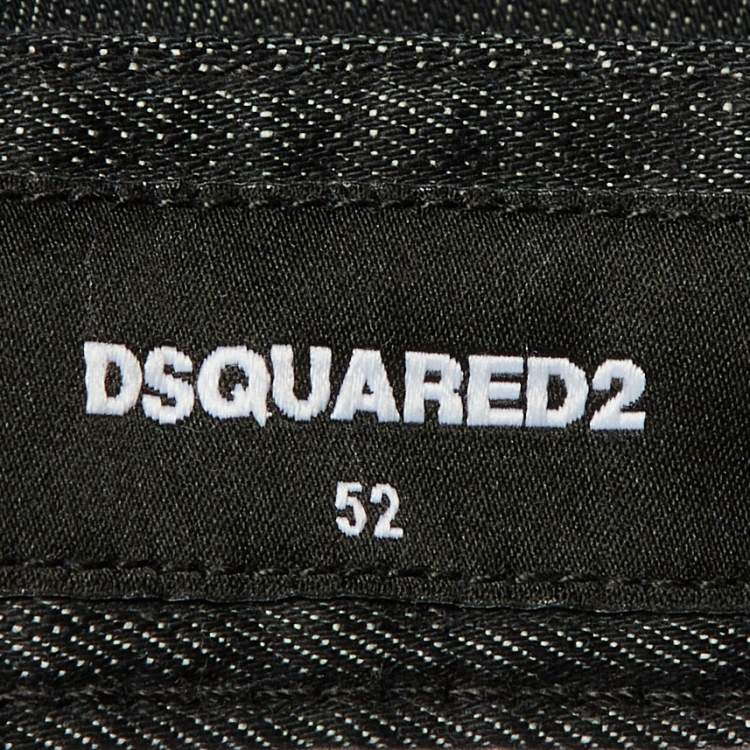 Pre Owned Dsquared2 Black Distressed Denim Skinny Jeans L/ XL Waist 36"