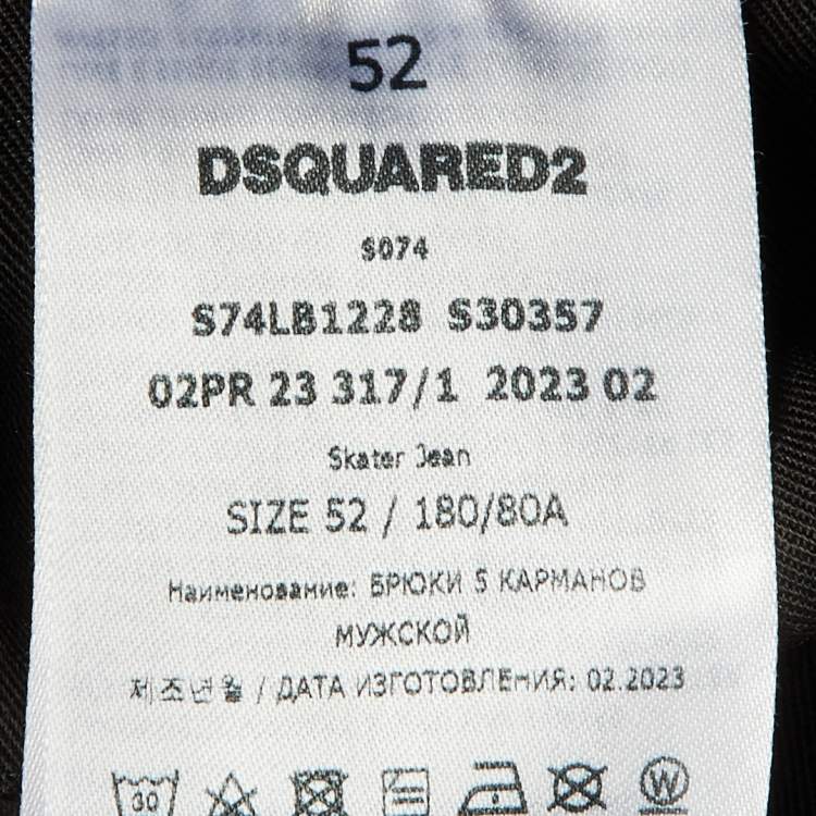 Pre Owned Dsquared2 Black Distressed Denim Skinny Jeans L/ XL Waist 36"