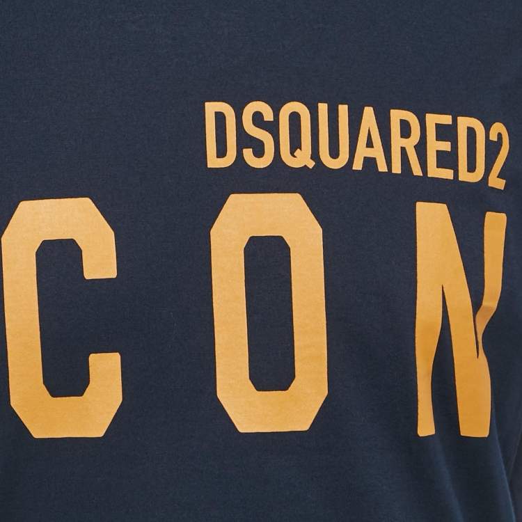 Pre Owned Dsquared2 Navy Blue Icon Print Jersey Cool Fit T-Shirt M
