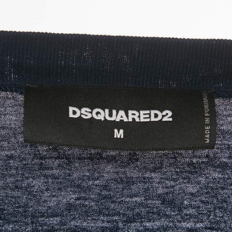 Pre Owned Dsquared2 Navy Blue Icon Print Jersey Cool Fit T-Shirt M
