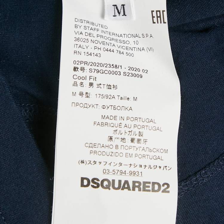Pre Owned Dsquared2 Navy Blue Icon Print Jersey Cool Fit T-Shirt M