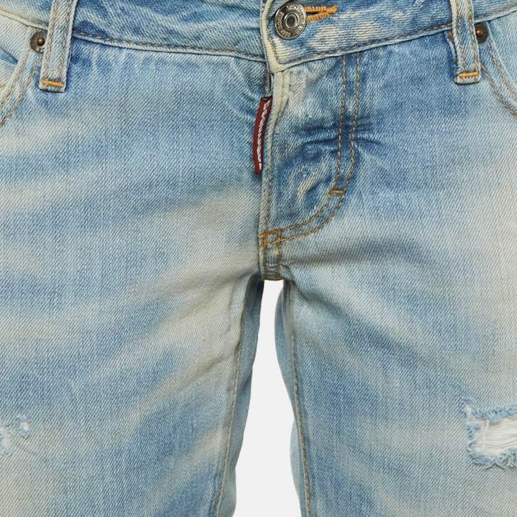 Pre Owned  Dsquared2 Blue Denim Distressed Slim Fit Jeans M/Waist 34"