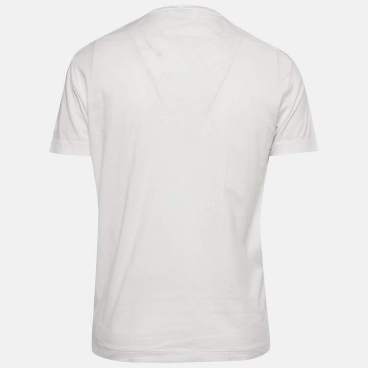 مملوكة مسبقًا Dsquared2 White Logo Tape Print Jersey T-Shirt L