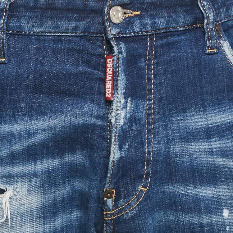 مملوكة مسبقًا Dsquared2 Blue Distressed Denim Cool Guy Jeans XL Waist 37"
