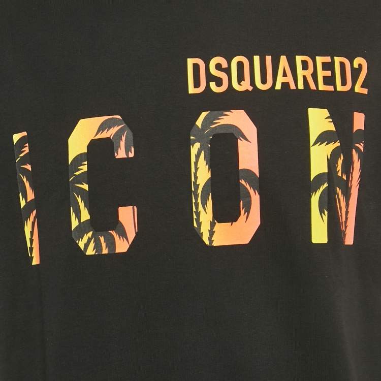 Pre Owned Dsquared2 Black Logo Print Jersey T-Shirt XL
