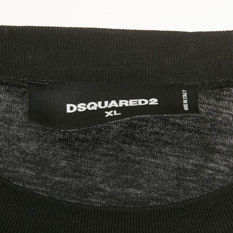 Pre Owned Dsquared2 Black Logo Print Jersey T-Shirt XL