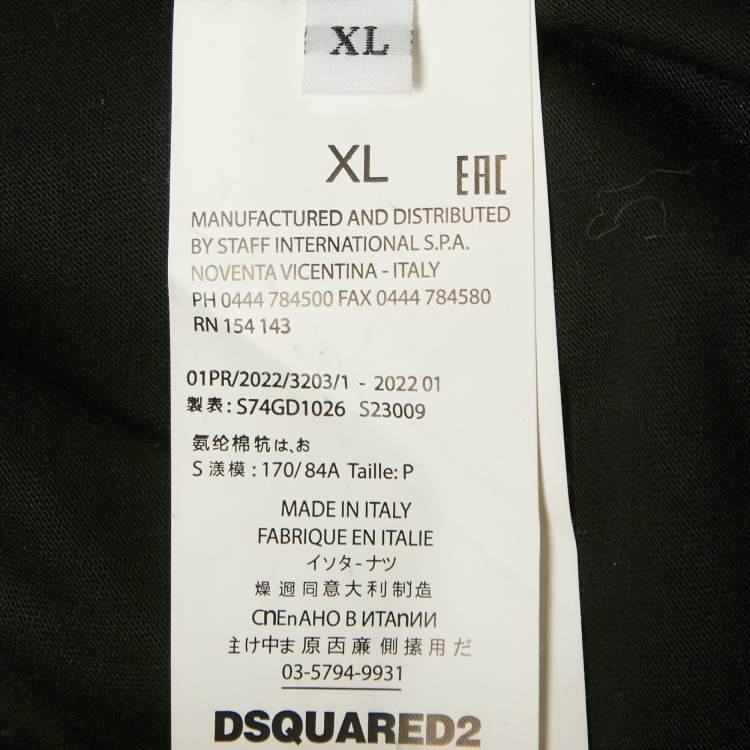 Pre Owned Dsquared2 Black Mexico Embroidered Jersey T-Shirt XL