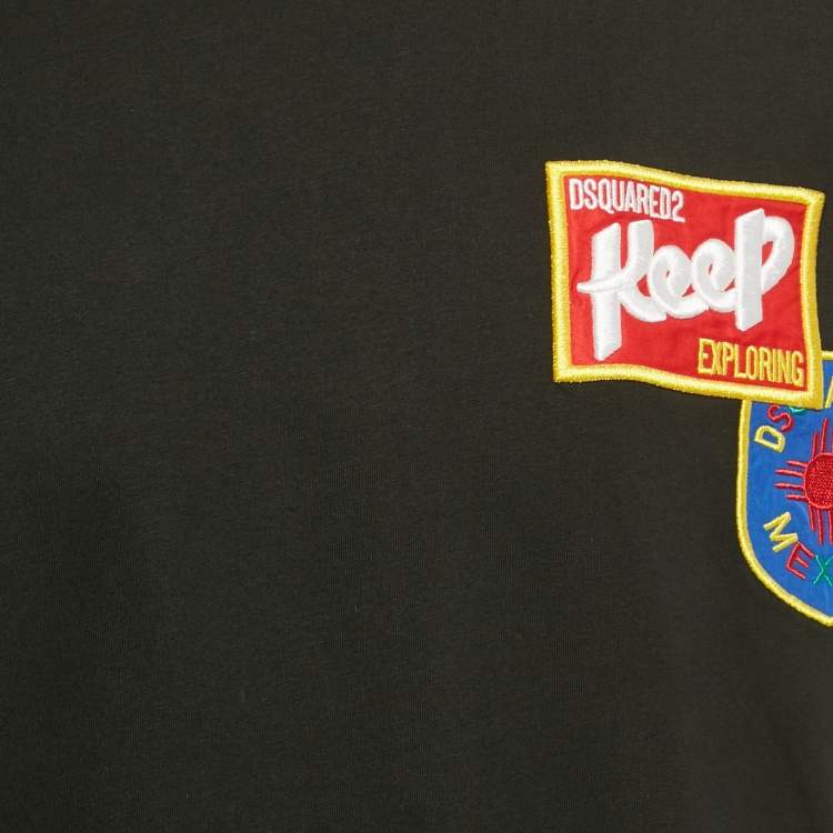 Pre Owned Dsquared2 Black Mexico Embroidered Jersey T-Shirt XL