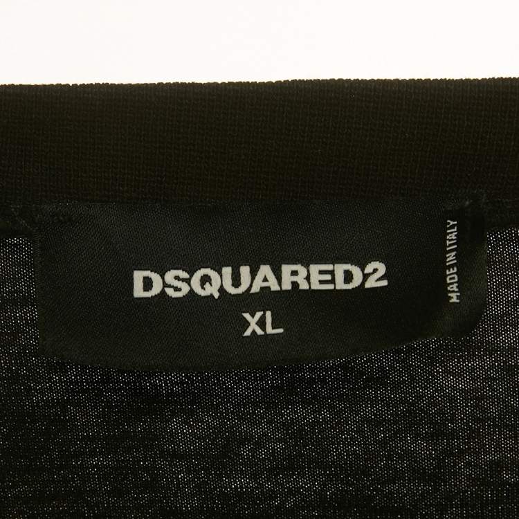 Pre Owned Dsquared2 Black Logo Print Cotton T-Shirt XL