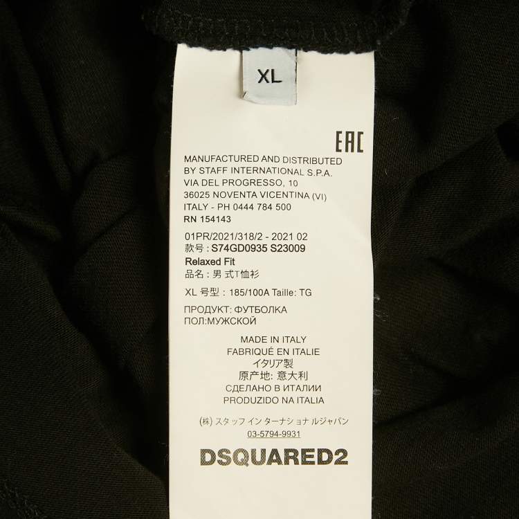 Pre Owned Dsquared2 Black Logo Print Cotton T-Shirt XL