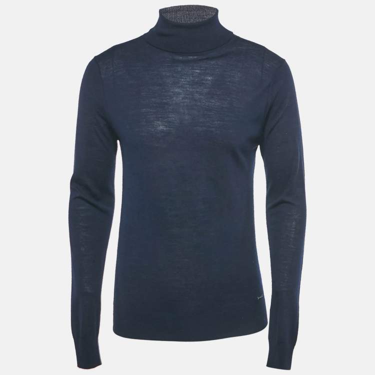 Pre Owned Dsquared2 Navy Blue Wool Knit Turtle Neck Sweater M