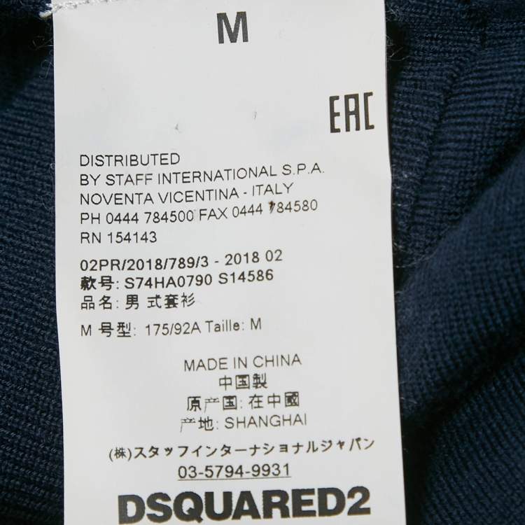 Pre Owned Dsquared2 Navy Blue Wool Knit Turtle Neck Sweater M