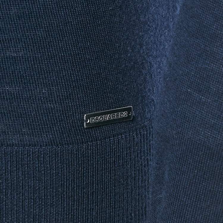 Pre Owned Dsquared2 Navy Blue Wool Knit Turtle Neck Sweater M