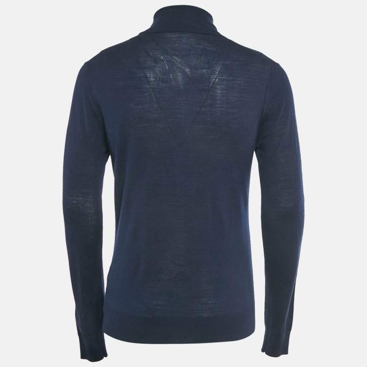 Pre Owned Dsquared2 Navy Blue Wool Knit Turtle Neck Sweater M