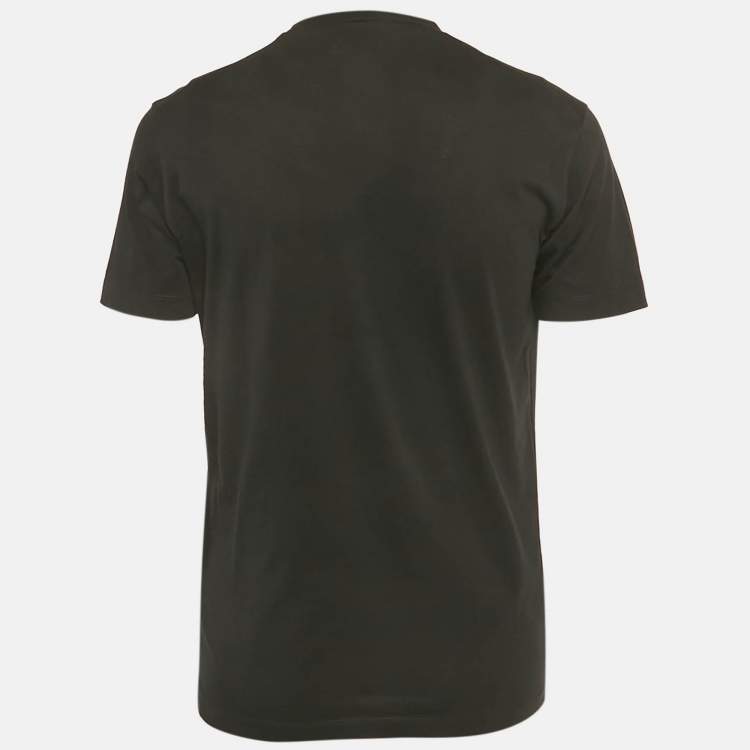 Pre Owned Dsquared2 Black Logo Printed Cotton Knit Crew Neck T-Shirt M