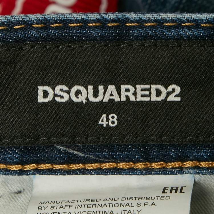 Pre Owned Dsquared2 Blue Denim Logo Tape Brad Jeans M/Waist 34