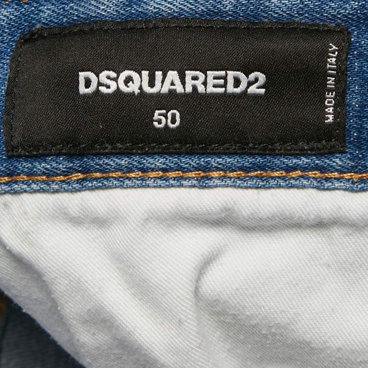 Pre Owned  Dsquared2 Blue Denim Distressed Slim Fit Jeans L/Waist 31"