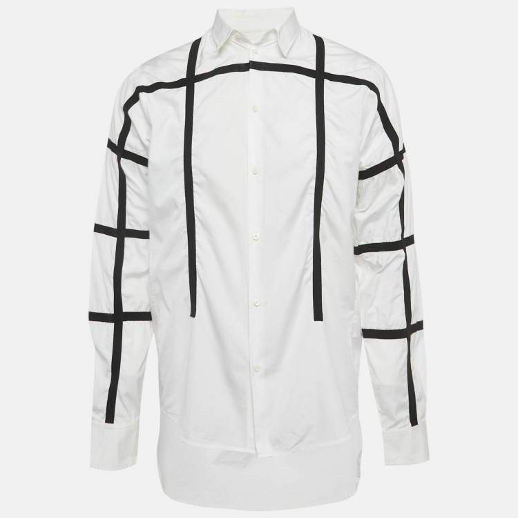 Pre Owned Dsquared2 White Tape Trim Cotton Shirt S