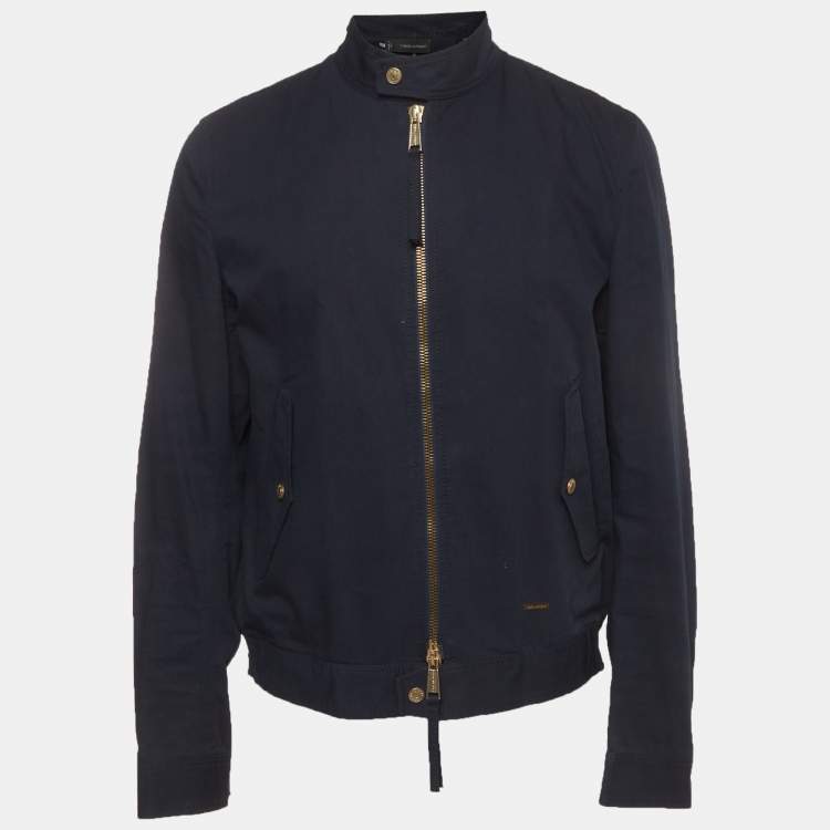 Dsquared2 Navy Blue Cotton Zip-Up Bomber Jacket XL