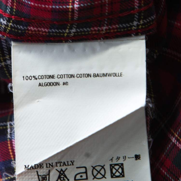 Pre Owned DSquared2 Red Checked Cotton Long Sleeve Shirt XXL