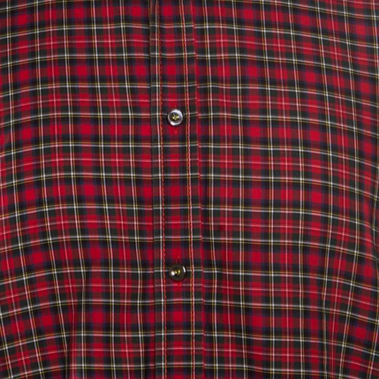 Pre Owned DSquared2 Red Checked Cotton Long Sleeve Shirt XXL