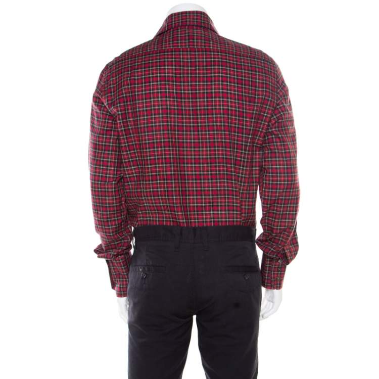 Pre Owned DSquared2 Red Checked Cotton Long Sleeve Shirt XXL