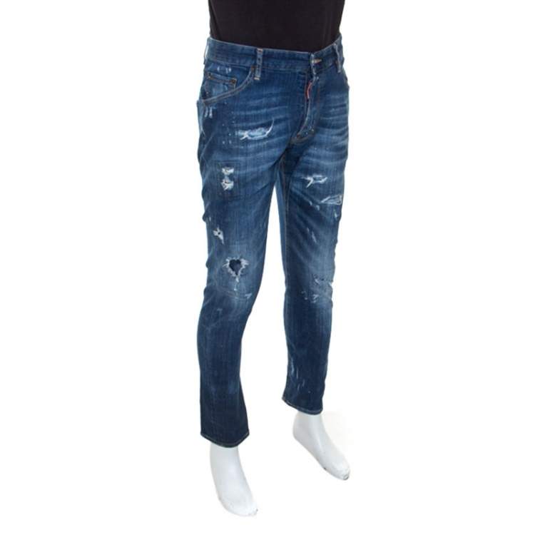 Dsquared2 Blue Distressed Denim Classic Kenny Twist Jeans L