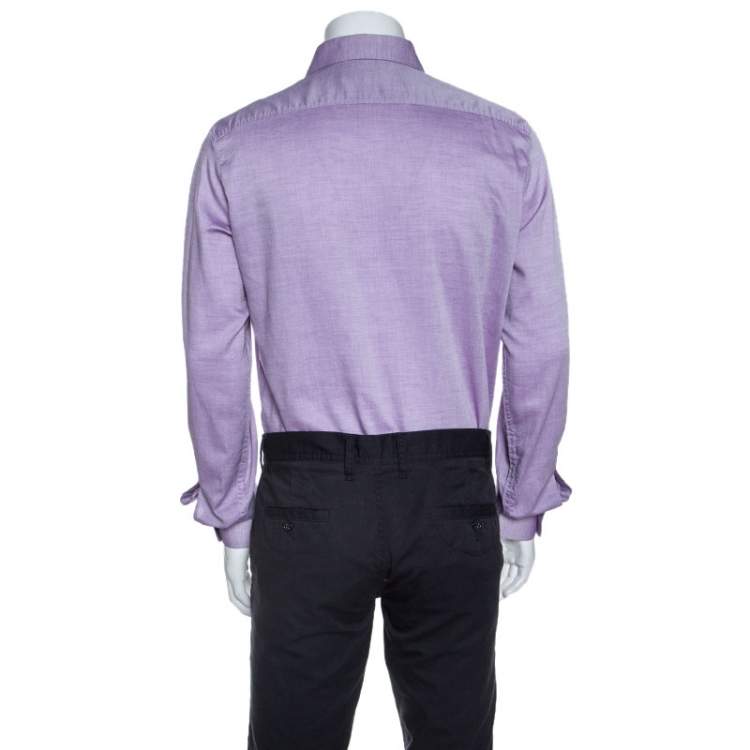 Pre Owned Dsquared2 Purple Chambray Cotton Button Front Shirt XL