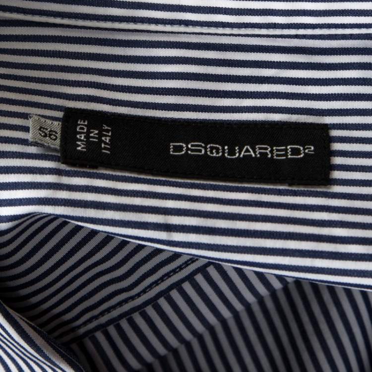 Pre Owned Dsquared2 White Striped Cotton Button Front Shirt 3XL
