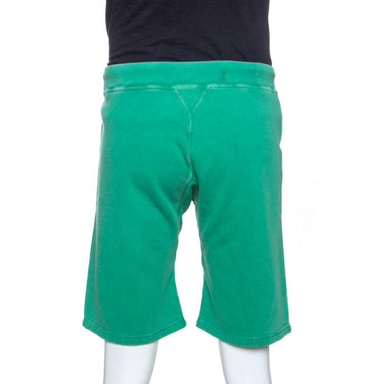 Pre Owned Dsquared2 Green Logo Print Cotton Jersey New Dean Fit Shorts M