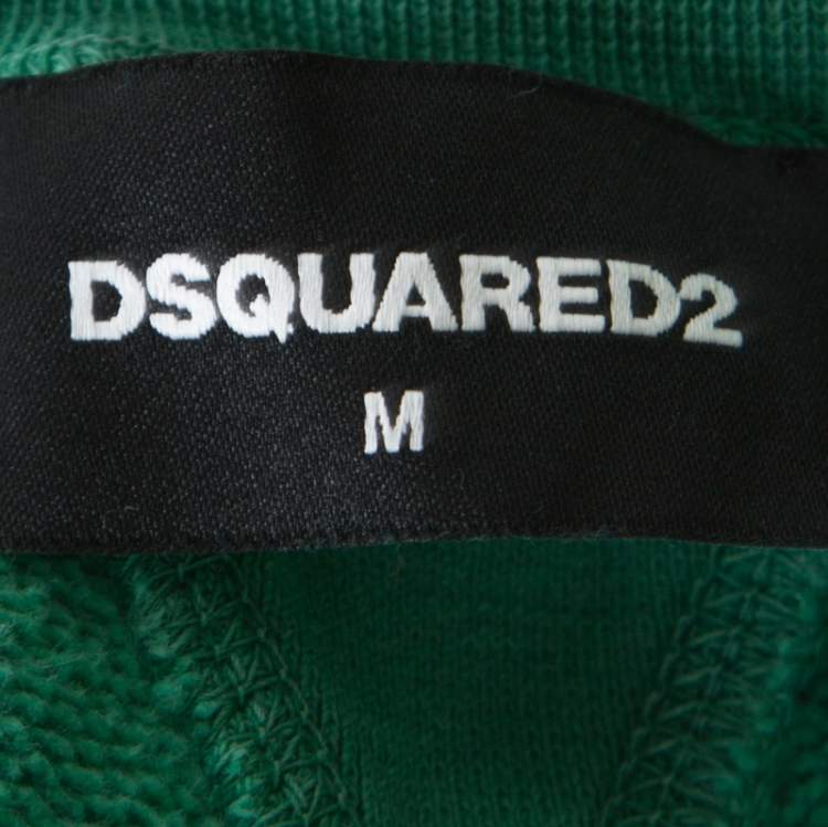 Pre Owned Dsquared2 Green Logo Print Cotton Jersey New Dean Fit Shorts M