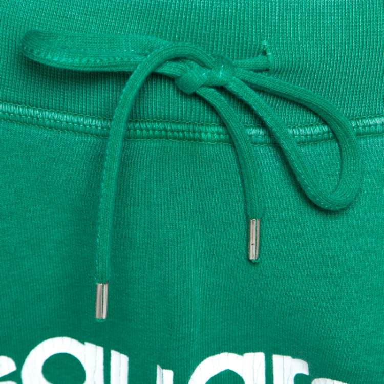 Pre Owned Dsquared2 Green Logo Print Cotton Jersey New Dean Fit Shorts M