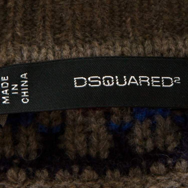 Pre Owned Dsquared2 Taupe Jacquard Wool Sleeveless Sweater L