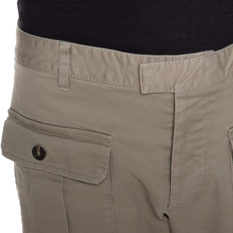 Pre Owned Dsquared2 Beige Stretch Cotton Cropped Cargo Trousers XXL
