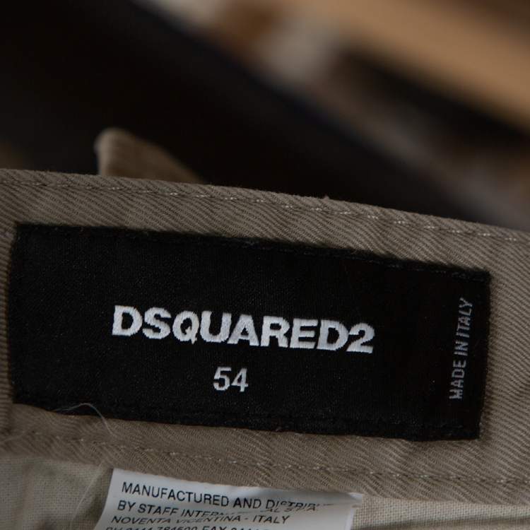 Pre Owned Dsquared2 Beige Stretch Cotton Cropped Cargo Trousers XXL