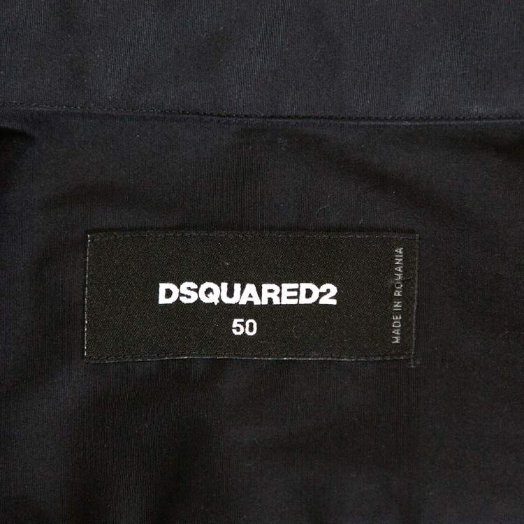 Pre Owned Dsquared2 Black Stretch Cotton Pocket Detail Long Sleeve Shirt L