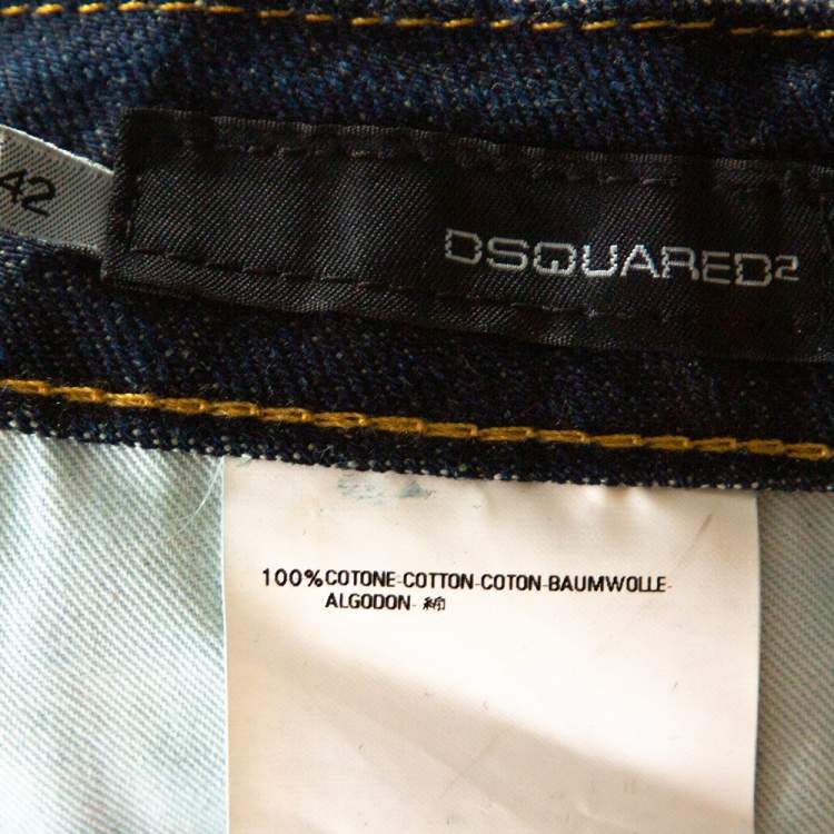 Pre Owned Dsquared2 Indigo Denim Paint Splatter Effect Straight Leg Jeans S