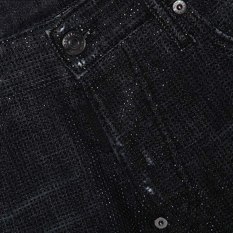 Pre Owned Dsquared2 Charcoal Grey Embellished Distressed Denim Skater Jeans S 