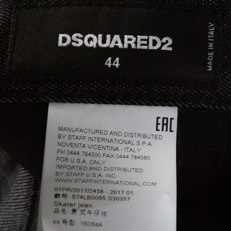 Pre Owned Dsquared2 Charcoal Grey Embellished Distressed Denim Skater Jeans S 