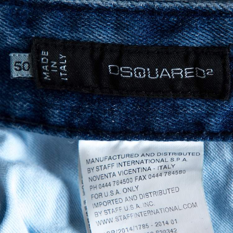 Pre Owned Dsquared2 Blue Distressed Denim Slim Fit Jeans L